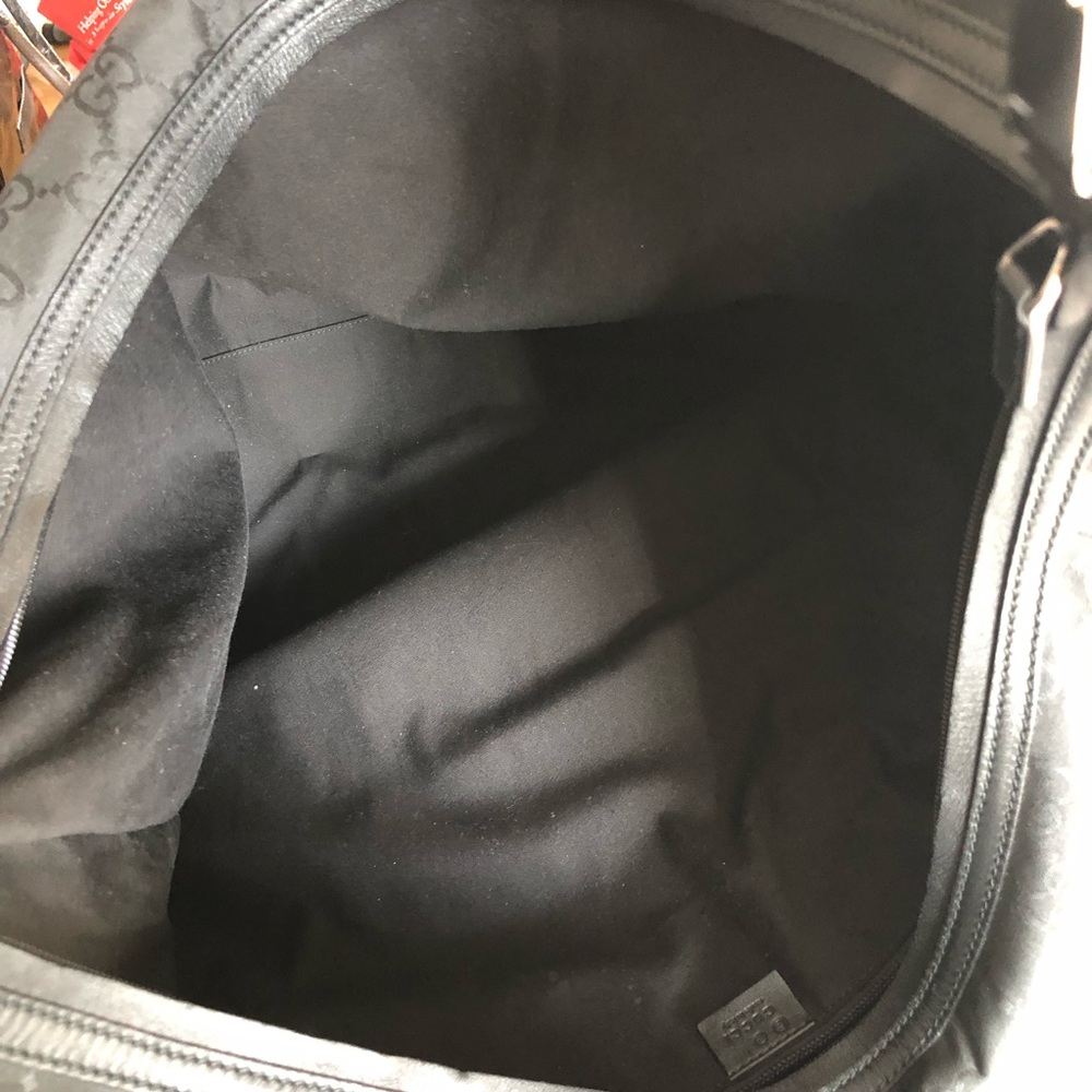 Rare Gucci Black GG Nylon & leather Extra Large Hobo Carry All weekend bag - Picture 11 of 13